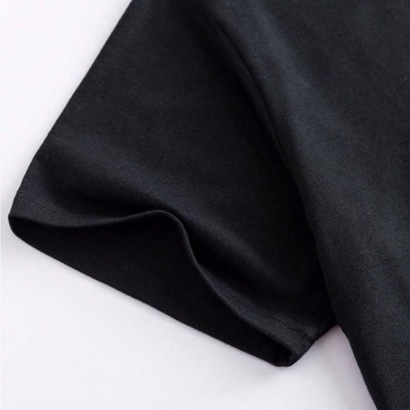 Luxe black cotton sequin lips design top - Picture 6 of 7